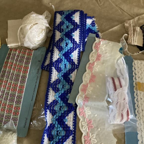 Sewing Trims Lot Lace Rick Rack Assorted Vintage Ribbon Yardage mixed huge lot - Picture 7 of 14